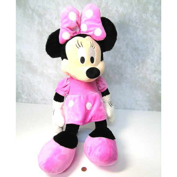 Disney Minnie Mouse Plush Jumbo 24" Doll Pink Velour Dress Bow Dress Shoes Soft - Picture 7 of 7